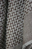 An intricate interlinked basket style woven stole in 2 different colours with border. available in stone, mushroom and charcoal